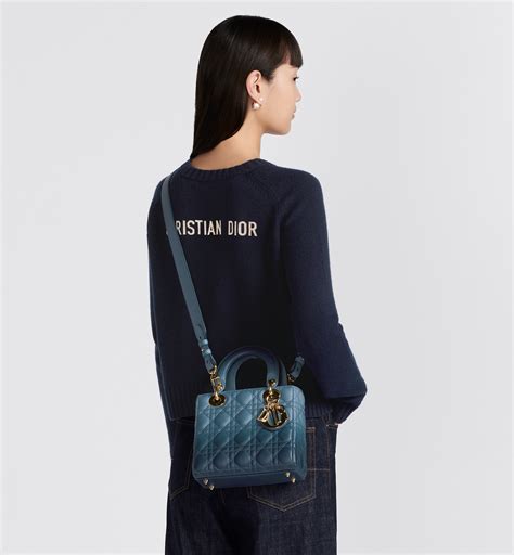 Small Lady Dior My ABCDior Bag Indigo Blue Gradient Cannage 